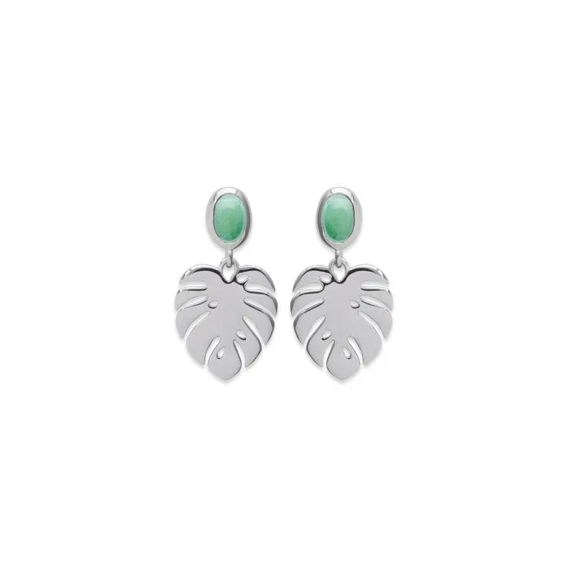 Boucles d'oreilles en Aventurine et Argent Ref : boava1