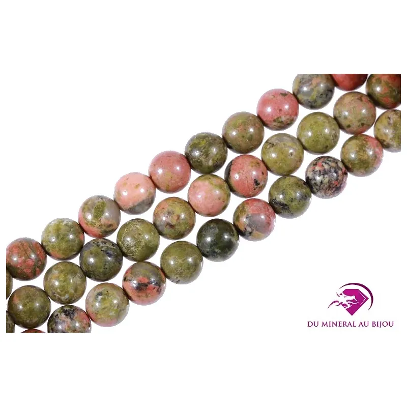 10 Perles rondes Unakite 6mm