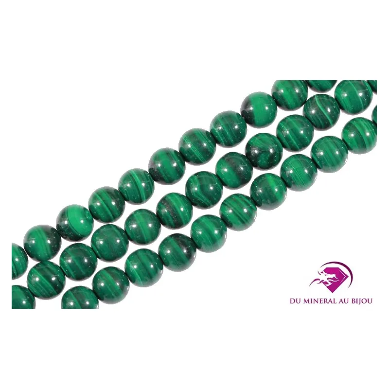 10 Perles rondes de Malachite 6mm