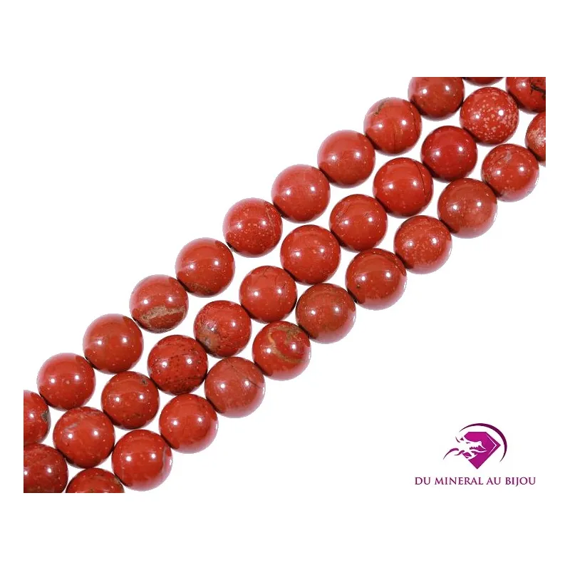10 Perles rondes Jaspe rouge 6mm