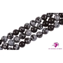 10 Perles rondes d'Obsidienne floconneuse 6mm