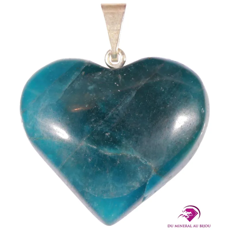 Pendentif cœur en Apatite bleue