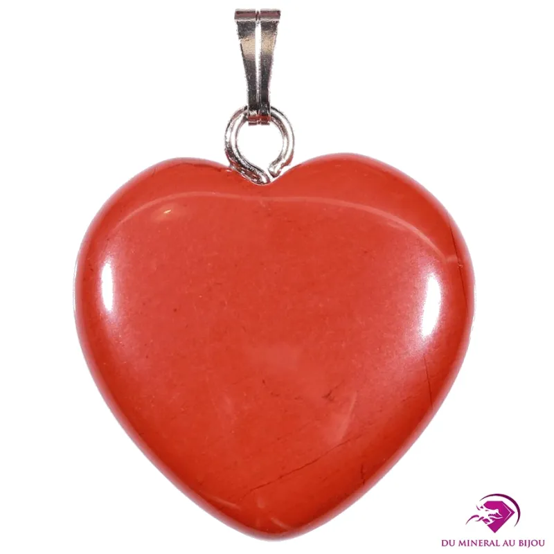 Pendentif cœur en jaspe rouge