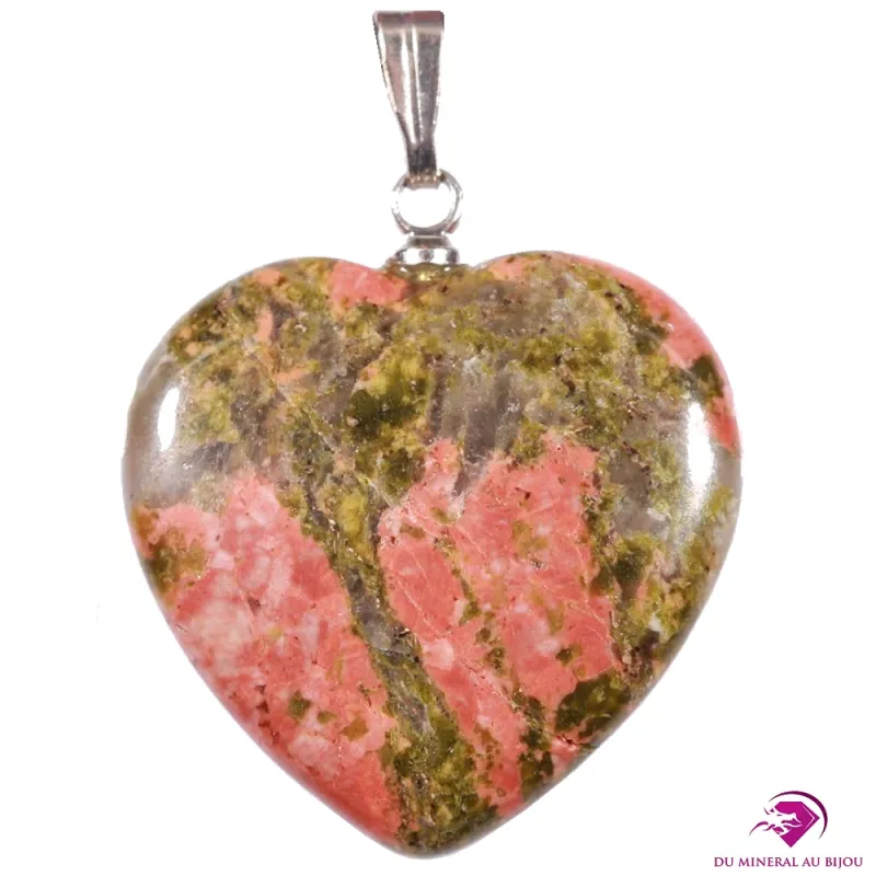 Pendentif cœur en unakite