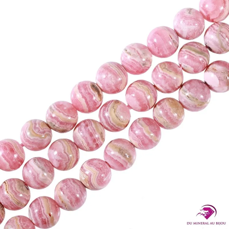 5 Perles rondes Rhodochrosite 8mm