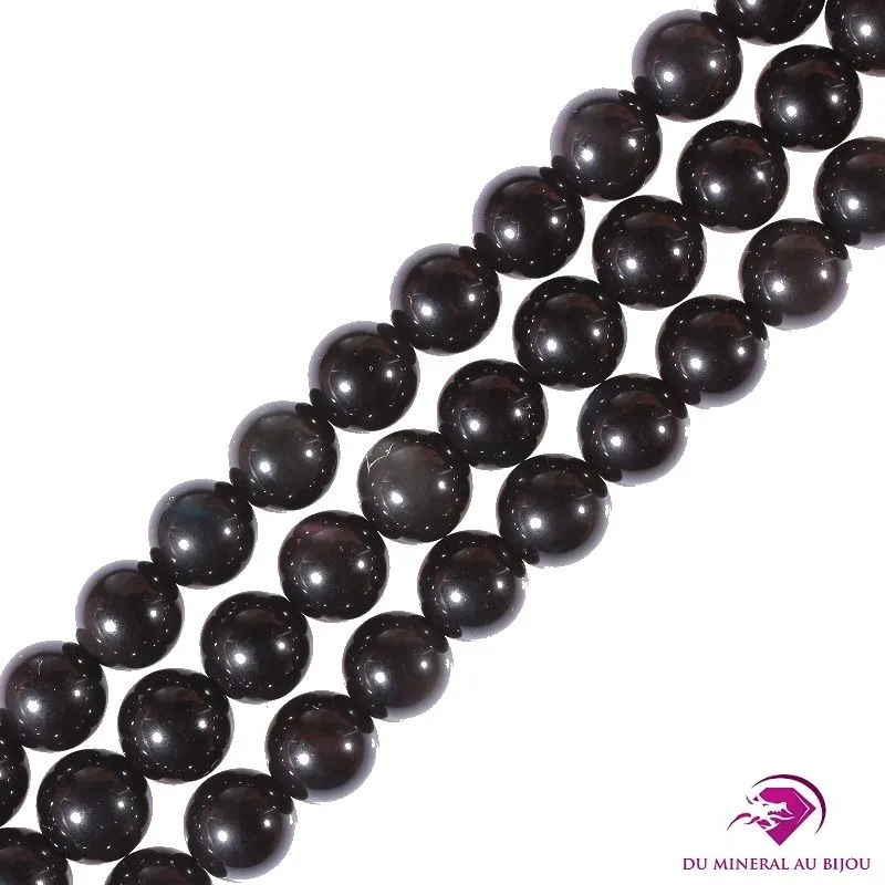 5 Perles rondes Obsidienne Œil Céleste 8mm