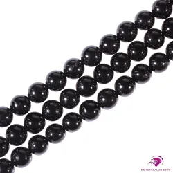 5 Perles rondes Tourmaline noire 8mm