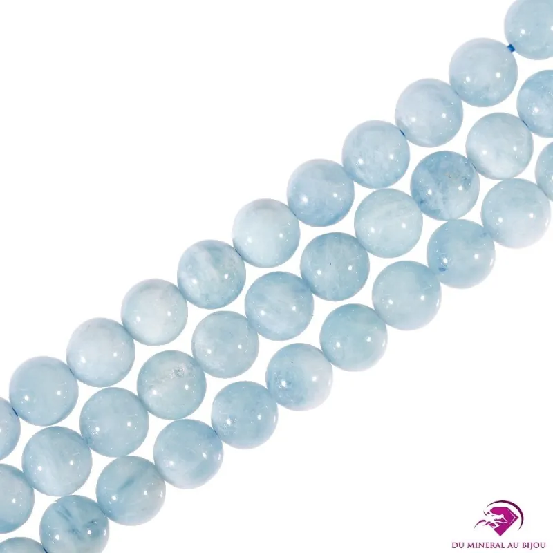 Perles rondes Aigue marine 8mm