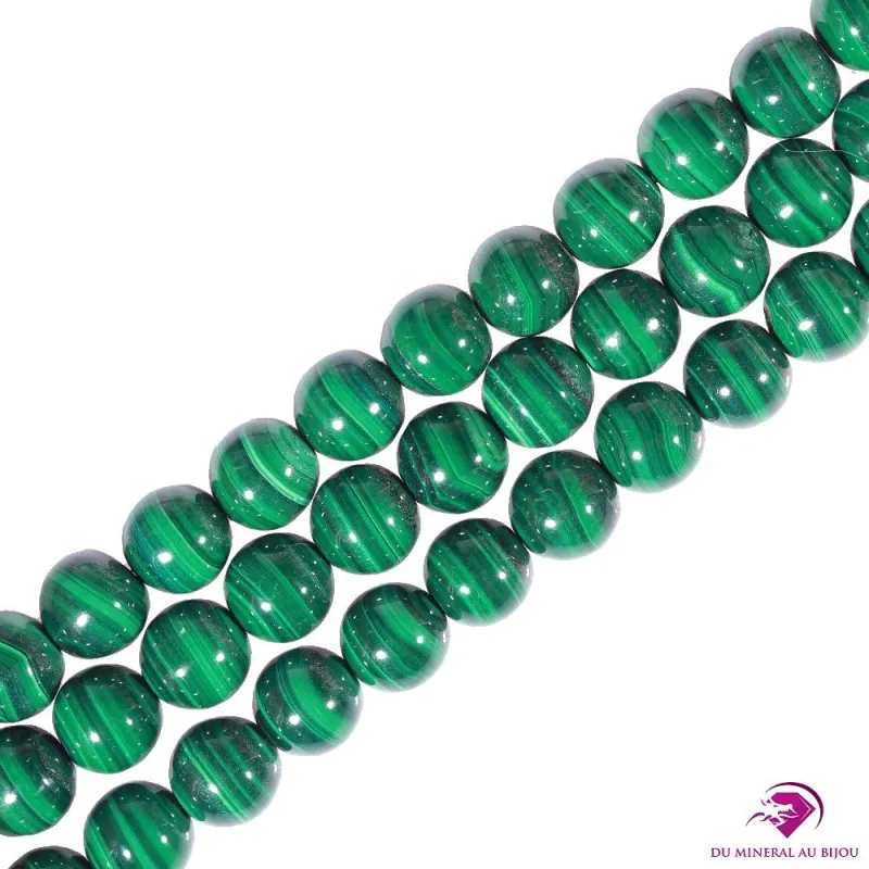 5 Perles rondes de Malachite 8mm