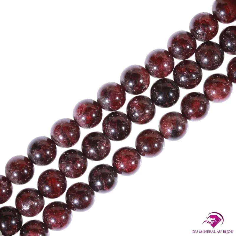 5 Perles rondes de Grenat 8mm
