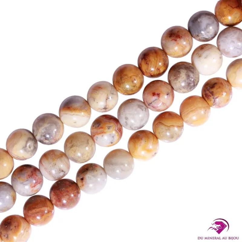 5 Perles rondes Agate crazy lace 8mm