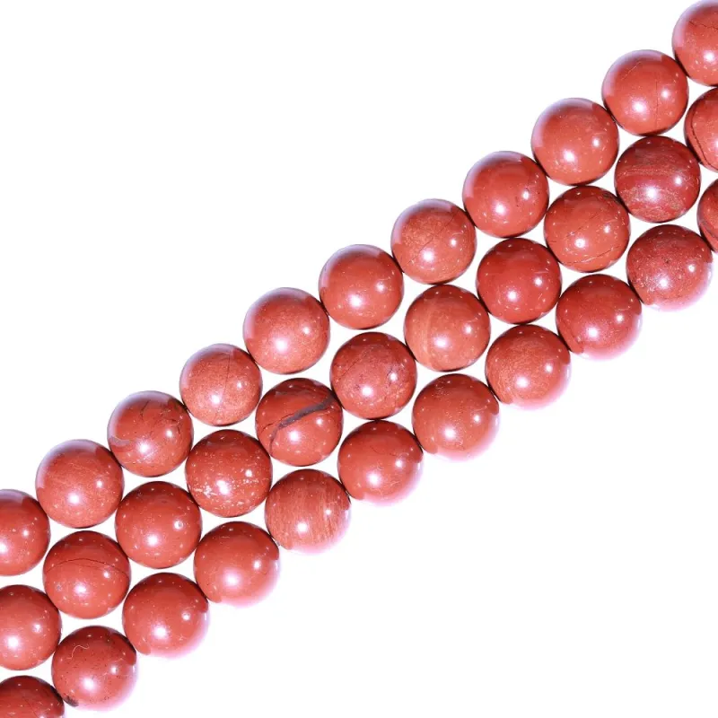 5 Perles rondes Jaspe rouge 8mm