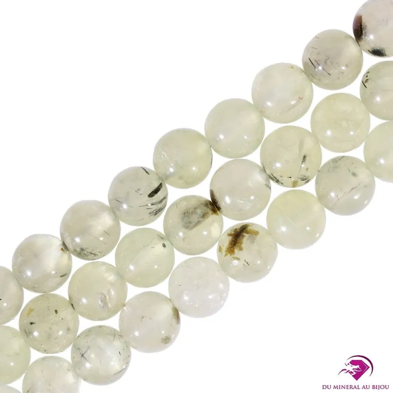 5 Perles rondes Prehnite Epidote 8mm