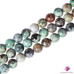 5 Perles rondes Turquoise d'Afrique 8mm