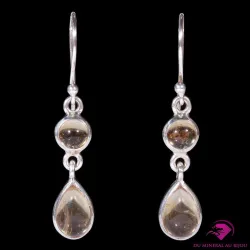 Boucles d'oreilles pendantes en Citrine avec sertissage en Argent 925.