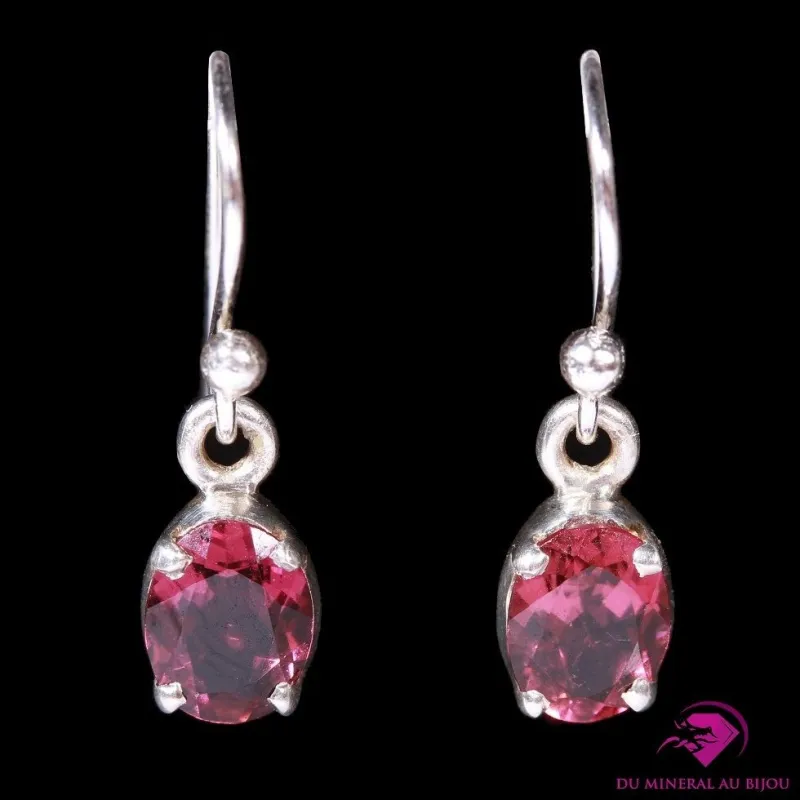 Boucles d'oreilles en Tourmaline rubellite et Argent 925