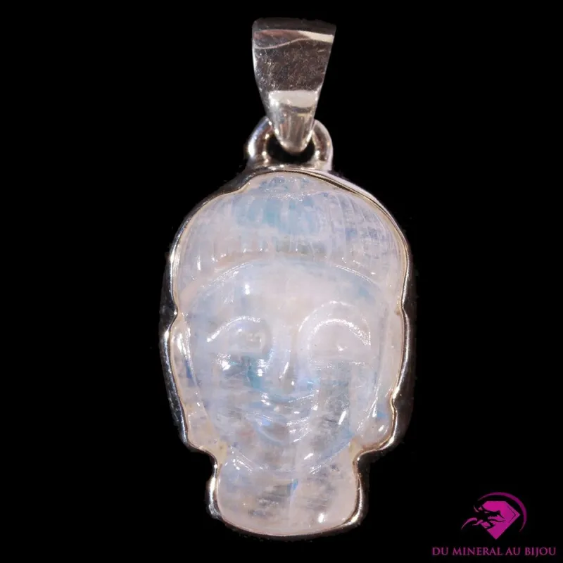 Pendentif bouddha en Labradorite blanche