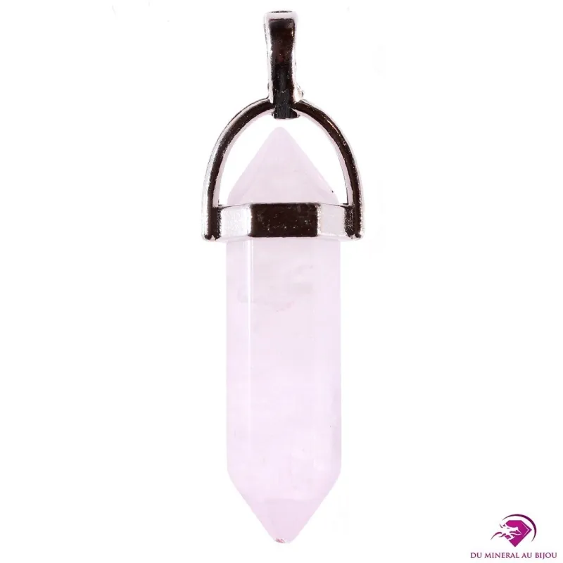 Pendentif pointe en Quartz rose