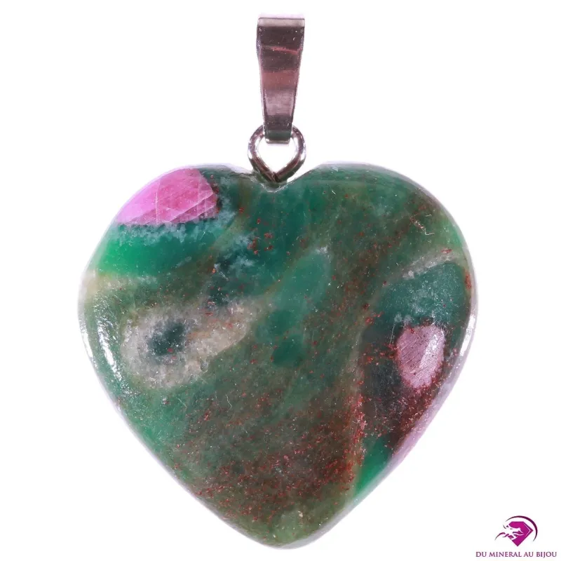 Pendentif coeur en Rubis Zoïsite