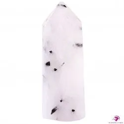 Pointe polie en Quartz avec inclusions de Tourmaline noire