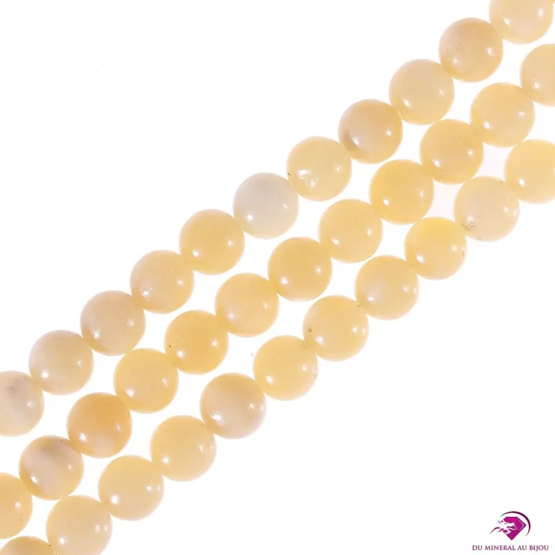 5 Perles rondes Calcite jaune 8mm