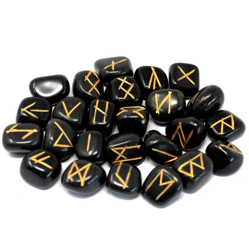 25 Runes en Onyx et pochon en coton - Vente de Minéraux en ligne