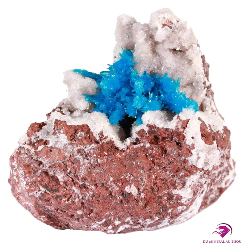 Cavansite sur gangue d'Heulandite