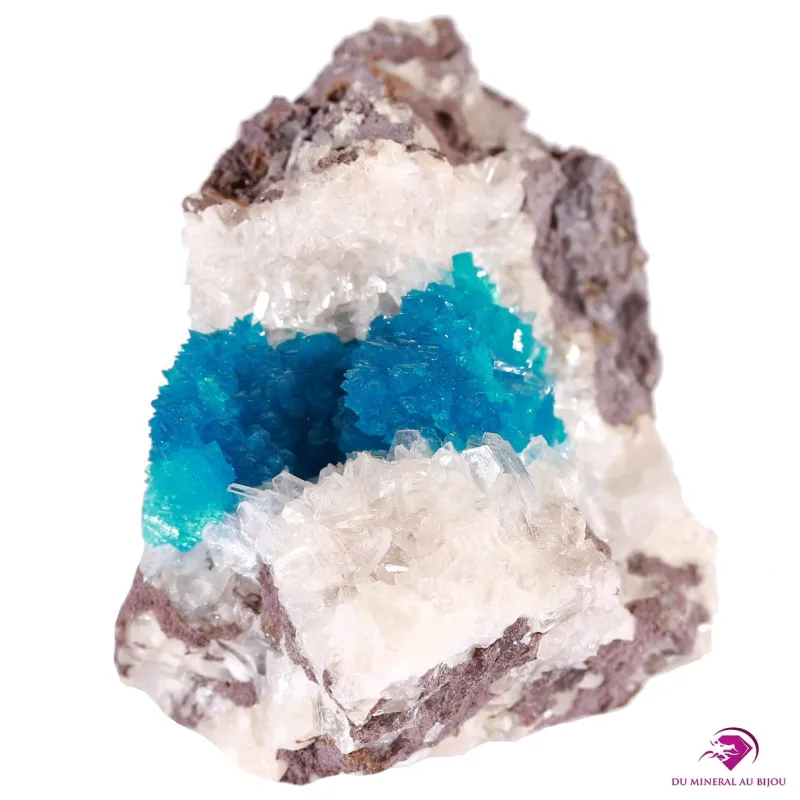 Cavansite sur gangue d'Heulandite