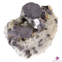 Cristal de Galène, Chalcopyrite, Quartz de Madan, Bulgarie