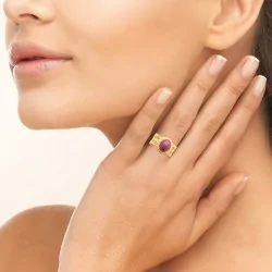 Bague en Rhodonite Plaqué Or