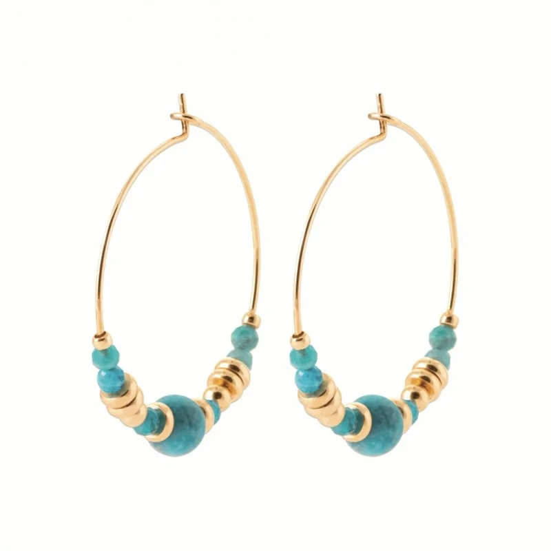 Créoles en Apatite bleue - Plaqué Or 750 - Aqua Divina Créoles en Apatite bleue - Plaqué Or 750 - Aqua Divina
