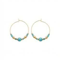 Créoles en Apatite bleue - Plaqué Or 750