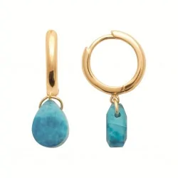 Créoles en Apatite bleue - Plaqué Or 750