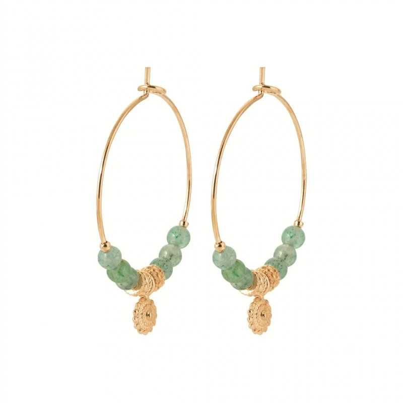 Créoles en Aventurine verte - Plaqué Or 750 - Divina Lucus Créoles en Aventurine verte - Plaqué Or 750 - Divina Lucus