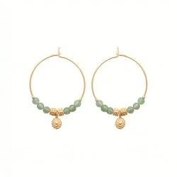 Créoles en Aventurine verte - Plaqué Or 750