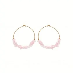 Créoles en Quartz rose - Plaqué Or 750