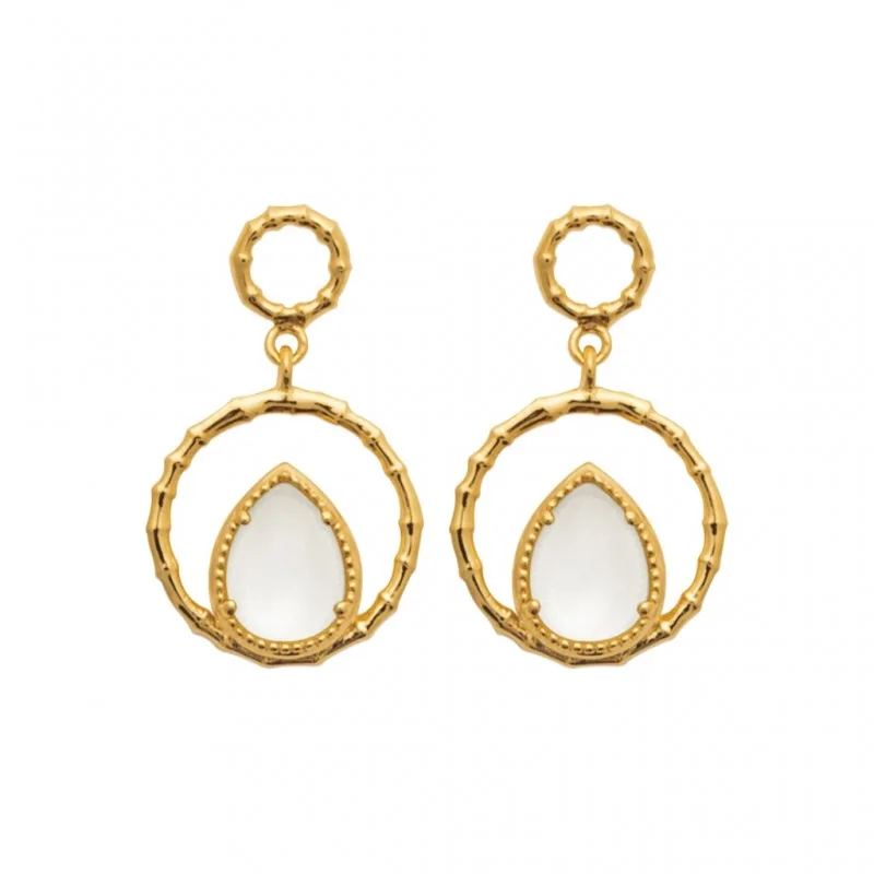 Boucles d'oreilles en Pierre de Lune - Plaqué Or 750 - Éclipse d’Or Boucles d'oreilles en Pierre de Lune - Plaqué Or 750 - Éclipse d’Or