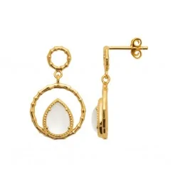 Boucles d'oreilles en Pierre de Lune - Plaqué Or 750