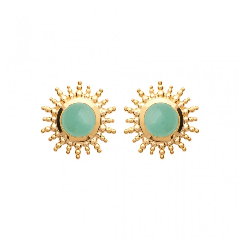 Boucles d'oreilles puces en Aventurine verte - Plaqué Or 750 - Solara Verde Boucles d'oreilles puces en Aventurine verte - Plaqué Or 750 - Solara Verde