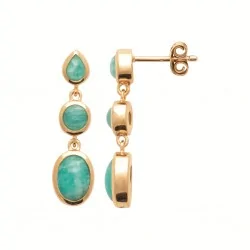 Boucles d'oreilles en Amazonite - Plaqué Or 750