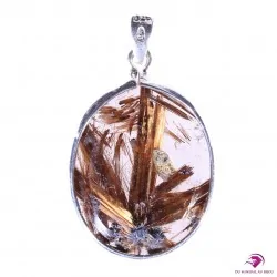 Pendentif Argent en Quartz inclusions Rutile