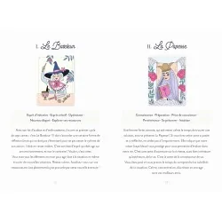 Le tarot de Marseille Feel Good, une page du livret d'accompagnement expliquant deux cartes : le bateleur, la papesse