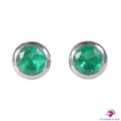 Boucles d'oreilles puces en Emeraude et Argent 925