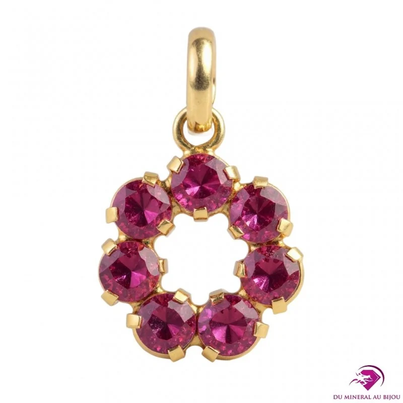 Pendentif en Grenat Rhodolite en Plaqué Or