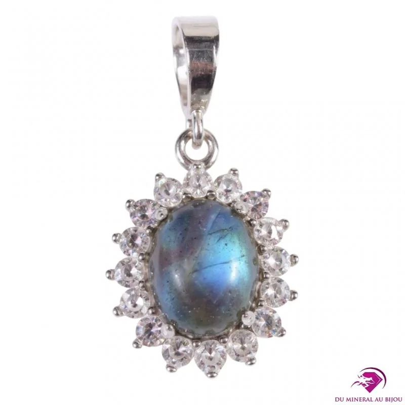 Pendentif en Labradorite et Zirconium - Argent 925