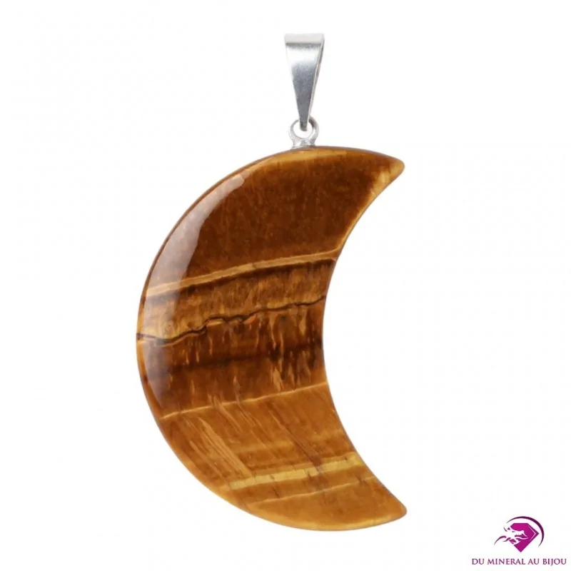 Pendentif Lune en Oeil de tigre