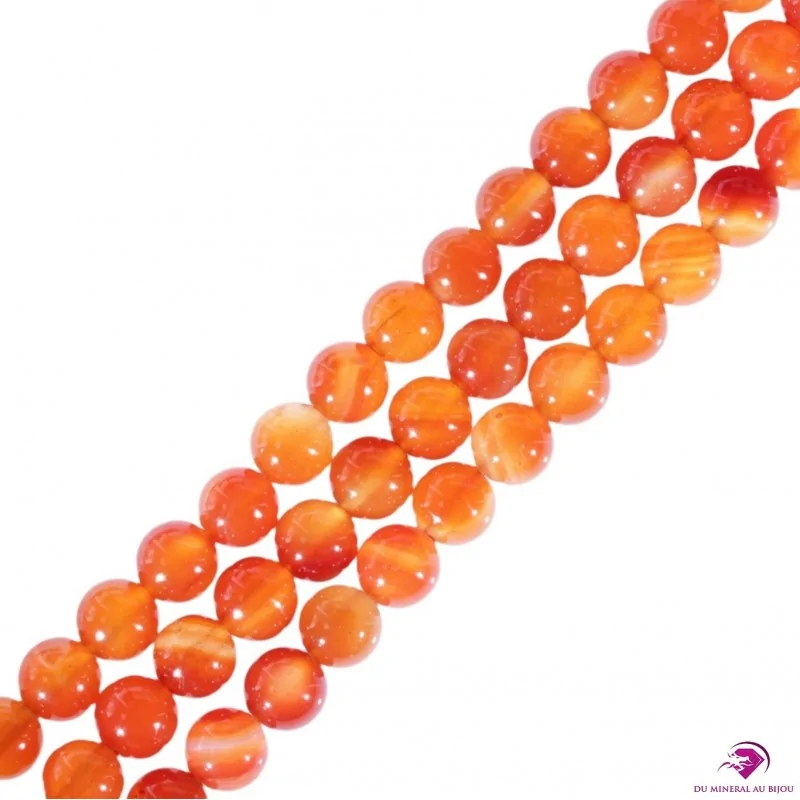 Perles rondes Cornaline (mélange de nuances) 8mm