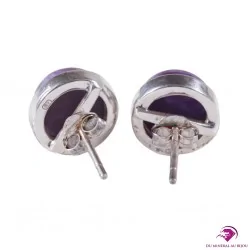 Boucles d'oreilles puces en Charoïte Boucles d'oreilles puces en Charoïte
