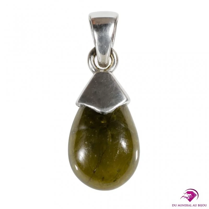 Pendentif en Tourmaline Verdélite Goutte et Argent 925