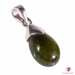 Pendentif en Tourmaline verte Goutte et Argent 925